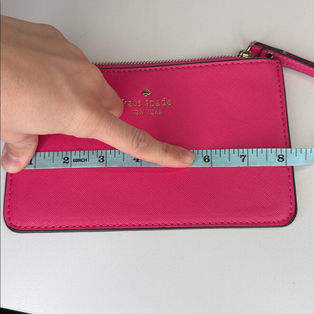Kate spade hot pink gold crossgrain Leather wristlet wallet large - Picture 8 of 9